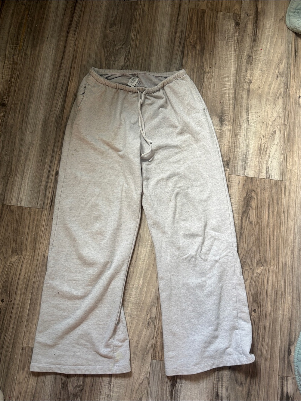 Garage Neutral Taupe Wide-Leg Drawstring Track Pants